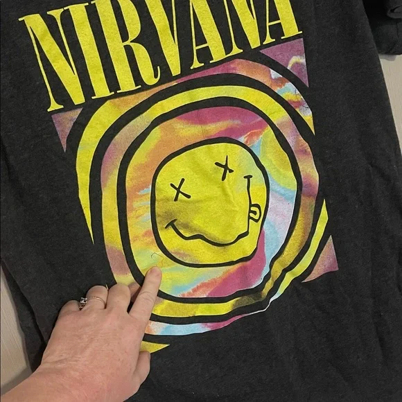 Nirvana retro Y2K women’s large distressed graphic t shirt - Picture 2 of 4